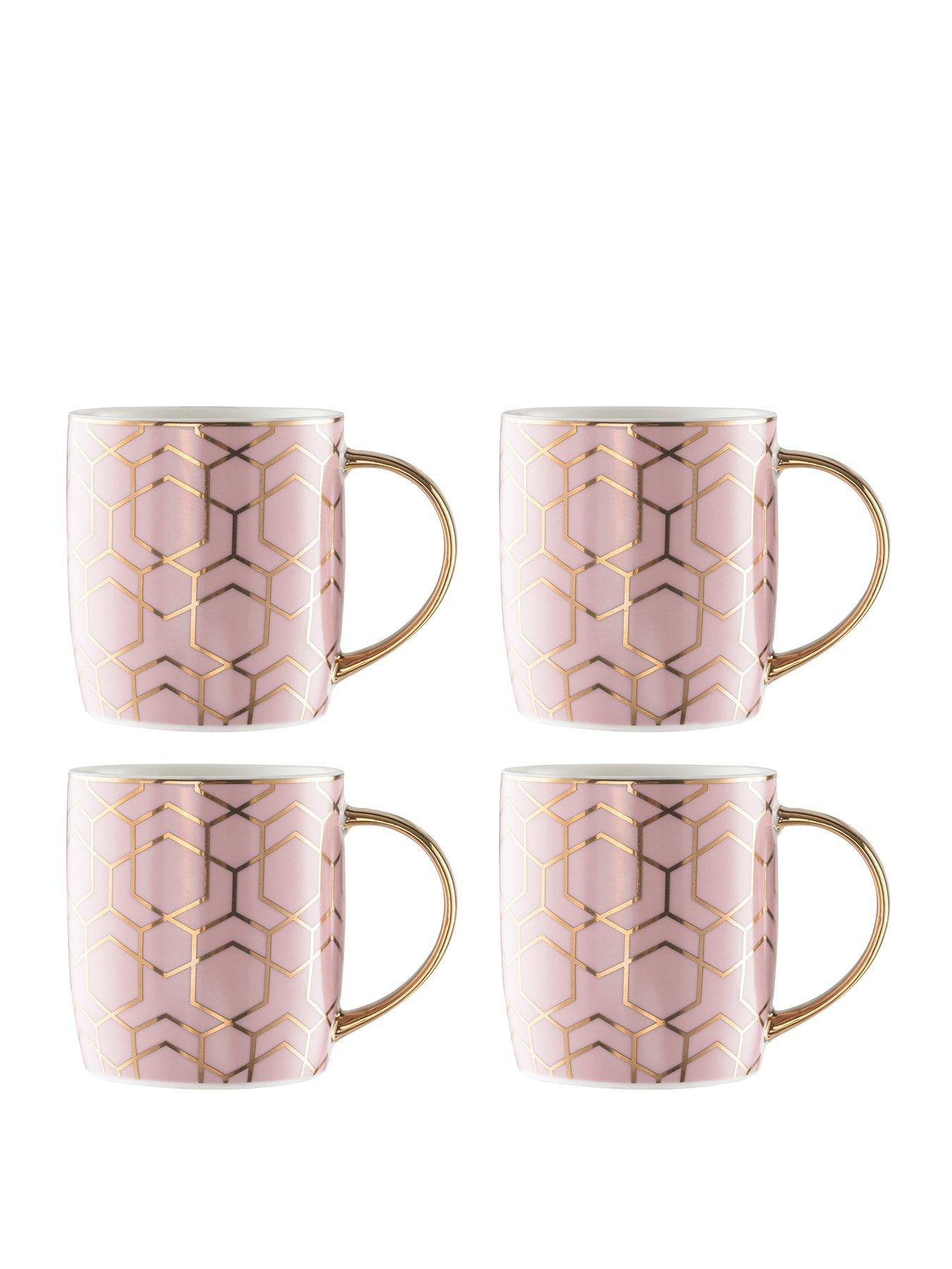 Product photograph of Waterside 4 Piece Tallulah Pink Gold Mug Set from very.co.uk