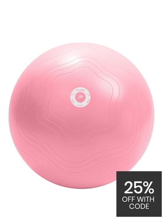 front image of pure2improve-anti-burst-yoga-ball-65cm-pink