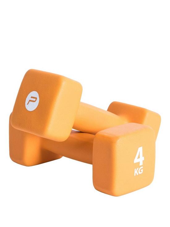 front image of pure2improve-pair-of-neoprene-coated-dumbbells-4kg
