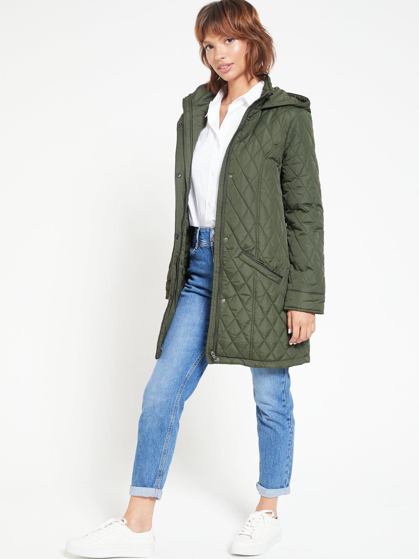 Everyday Quilted Shower Resistant Jacket - Khaki | Very.co.uk