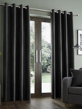 Product photograph of Catherine Lansfield Faux Suede Eyelet Lined Curtains from very.co.uk