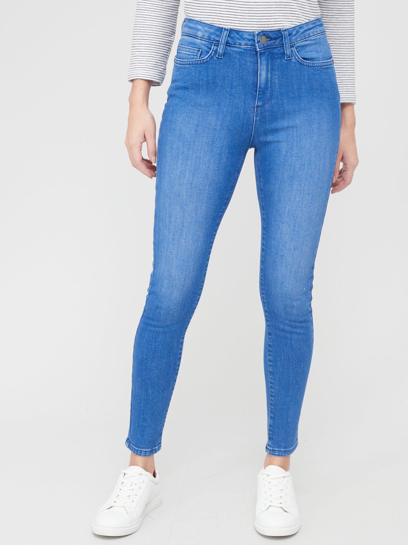 bright blue skinny jeans
