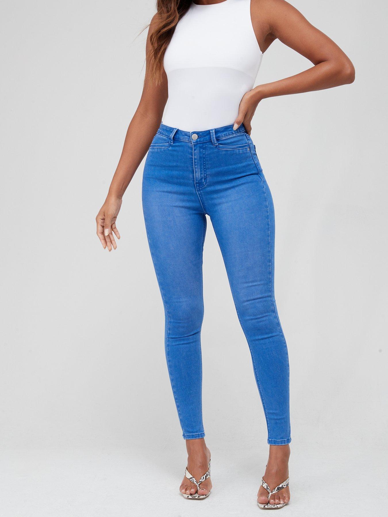 bright blue skinny jeans womens