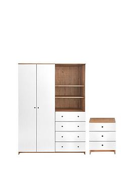 Product photograph of Very Home Siena 2 Piece Package - 2 Door 4 Drawer Wardrobe 3 Drawer Bedside Chest - Oak White from very.co.uk