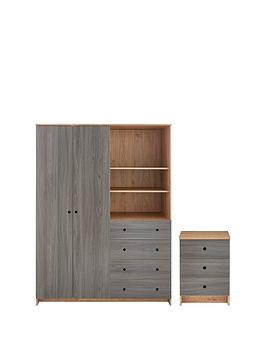 Product photograph of Very Home Siena 2 Piece Package - 2 Door 4 Drawer Wardrobe 3 Drawer Bedside Chest - Oak Grey from very.co.uk