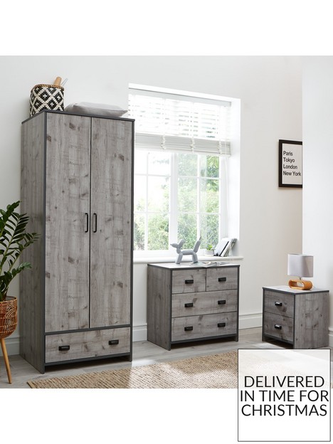 very-home-jackson-3-piece-package-kids-2-door-1-drawer-wardrobe-22-drawer-chest-and-2-drawer-bedside-chest-mexican-grey