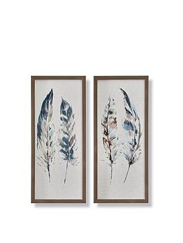 Product photograph of Art For The Home Set Of 2 Painterly Feathers Framed Canvas from very.co.uk