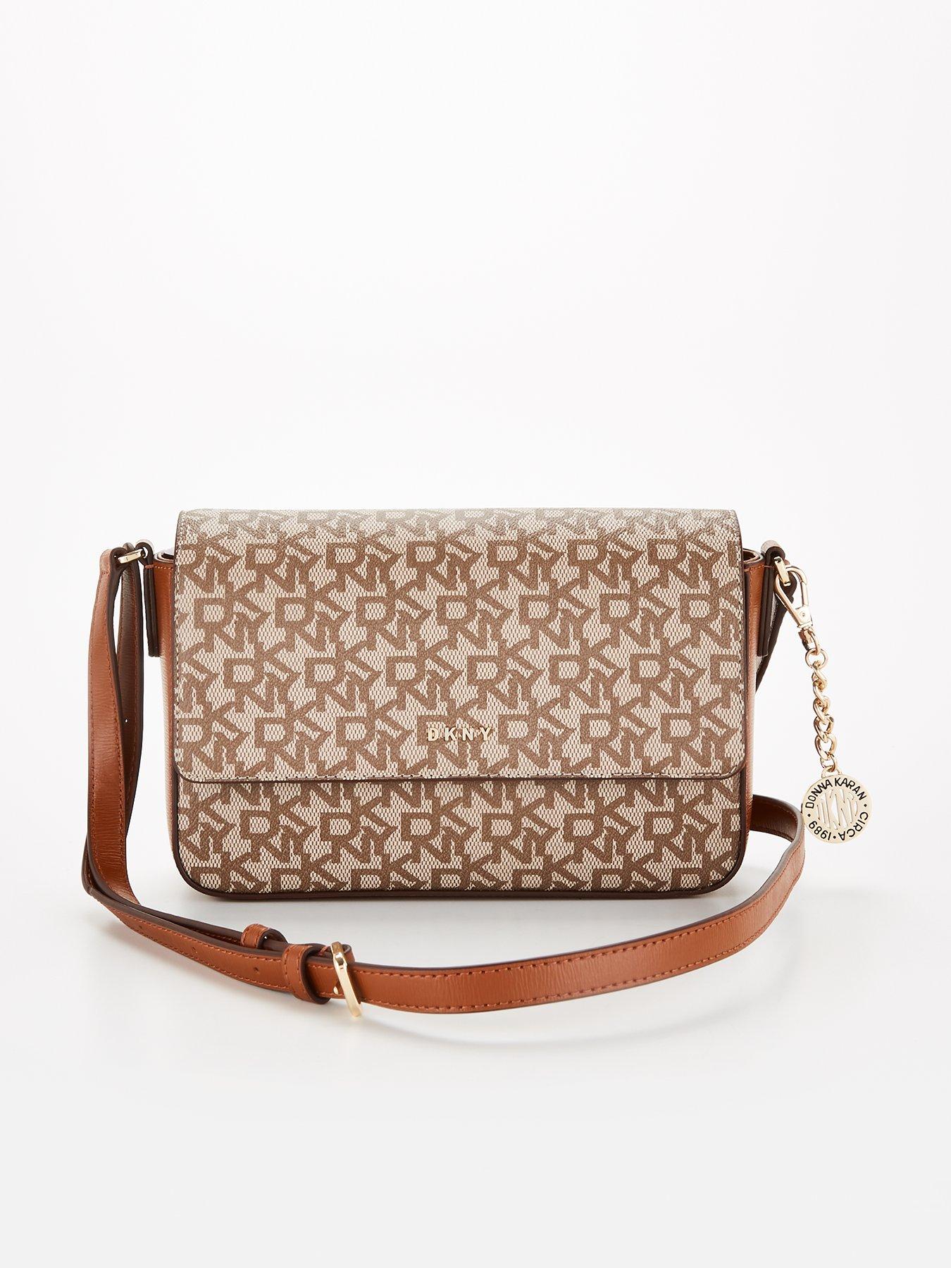 dkny brown logo crossbody bag