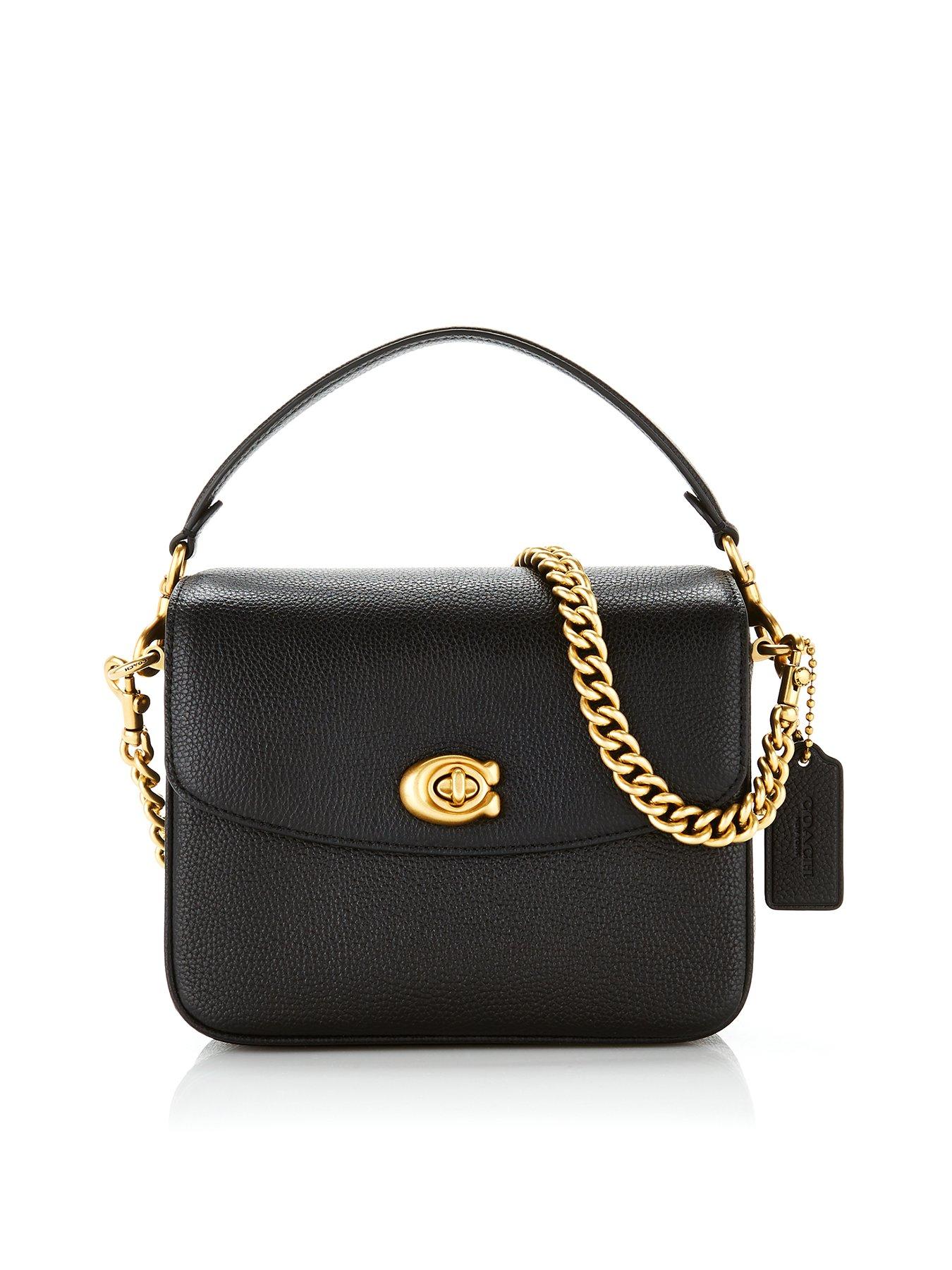 COACH Cassie 19 Polished Pebble Leather Cross-body Bag - Black | very.co.uk
