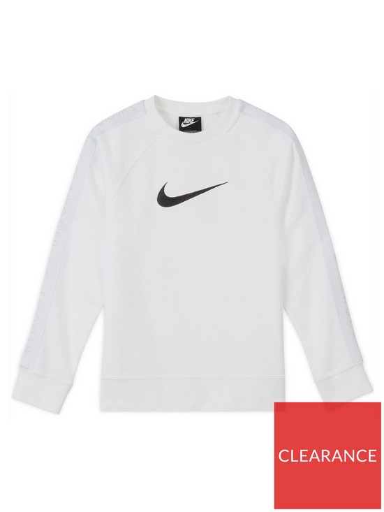 Nike NSW Fleece Swoosh Crew Neck Top - White | very.co.uk