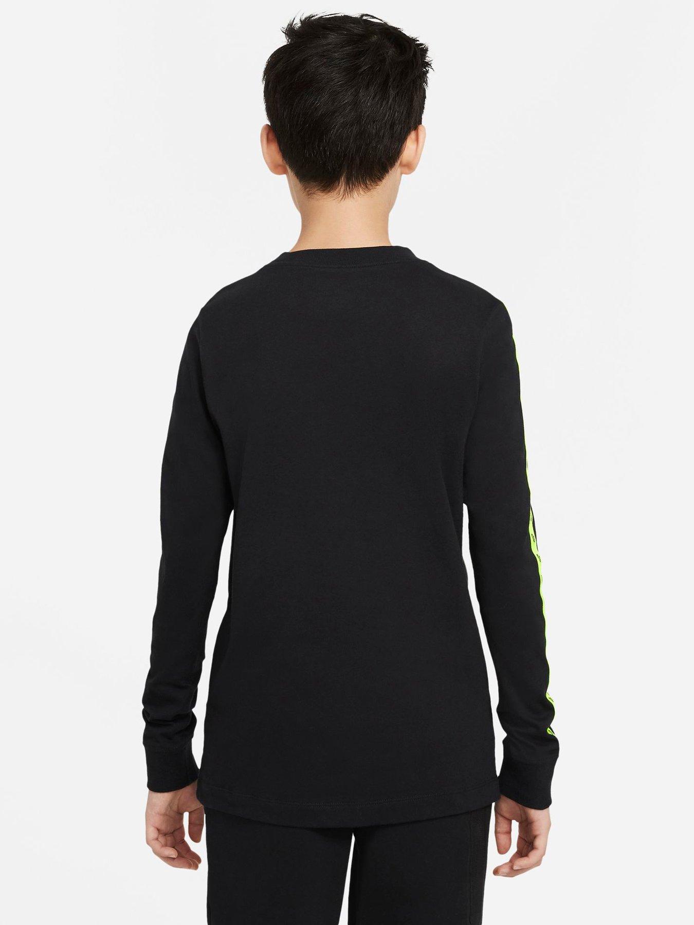 Nike Boys NSW Taped Long Sleeve T-Shirt - Black | very.co.uk