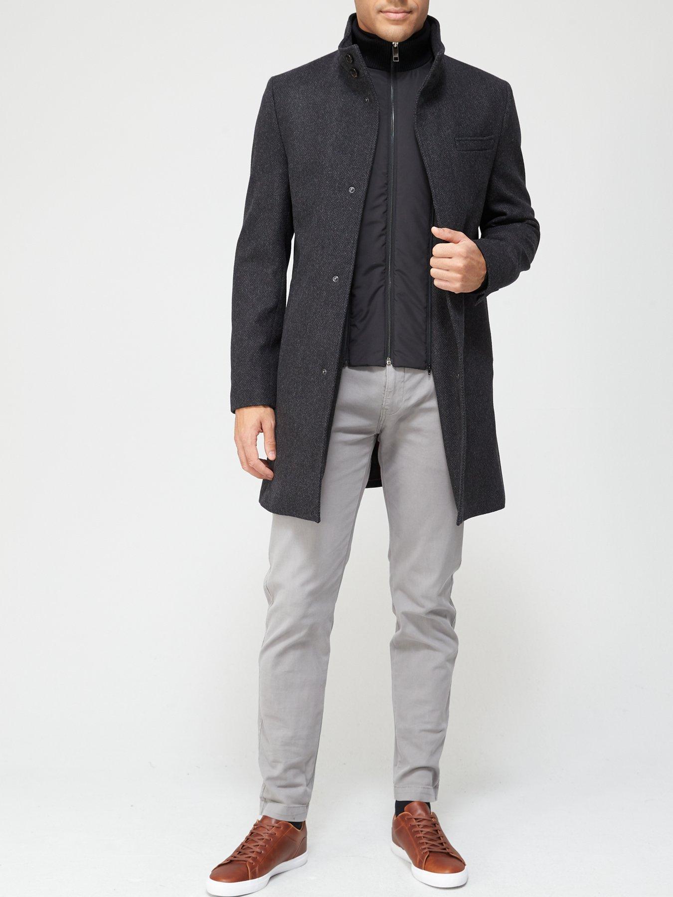 white funnel neck coat