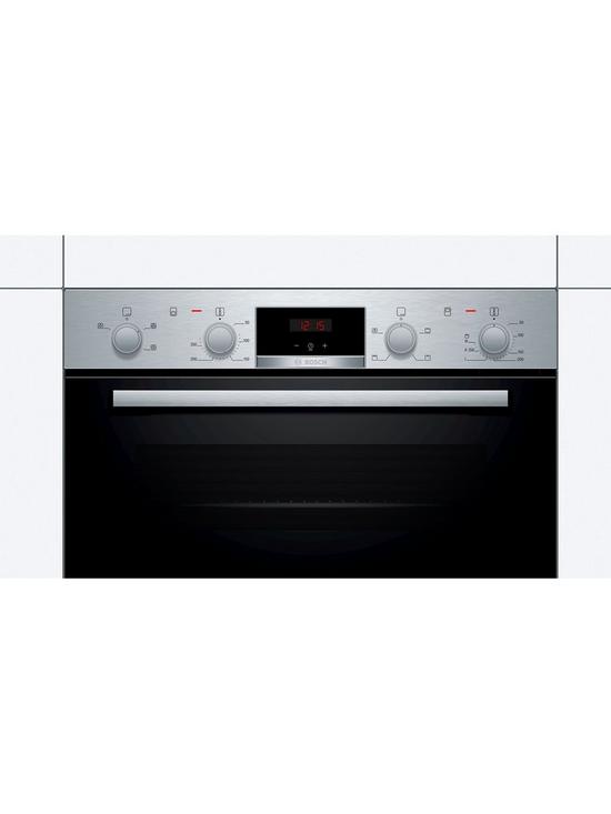 stillFront image of bosch-series-2-mha133br0b-built-in-double-oven-stainless-steel-and-black