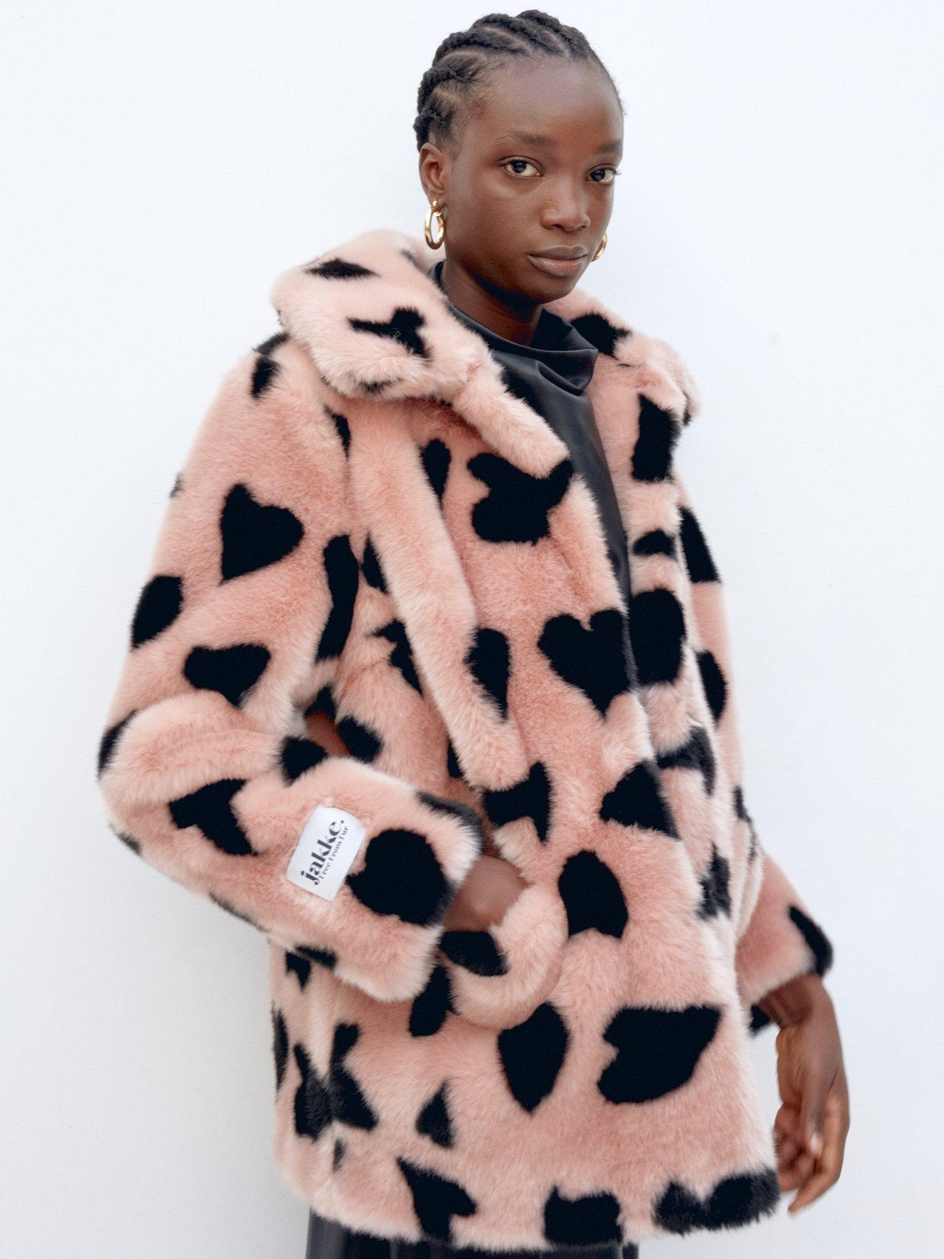 Monki Heart Faux Fur Jacket In Pink | Idusem.Idu.Edu.Tr