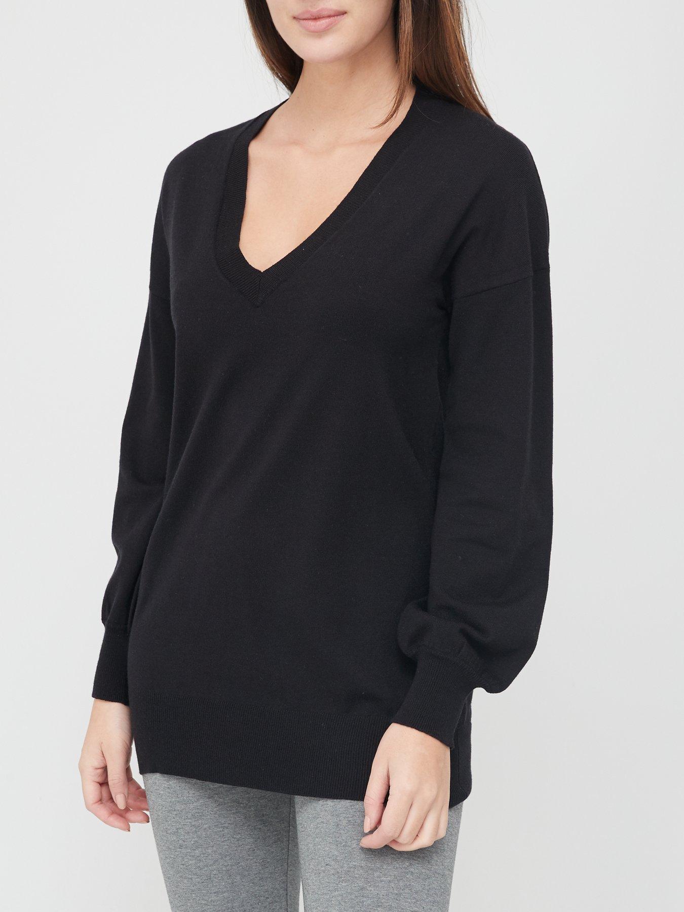 womens black longline jumper