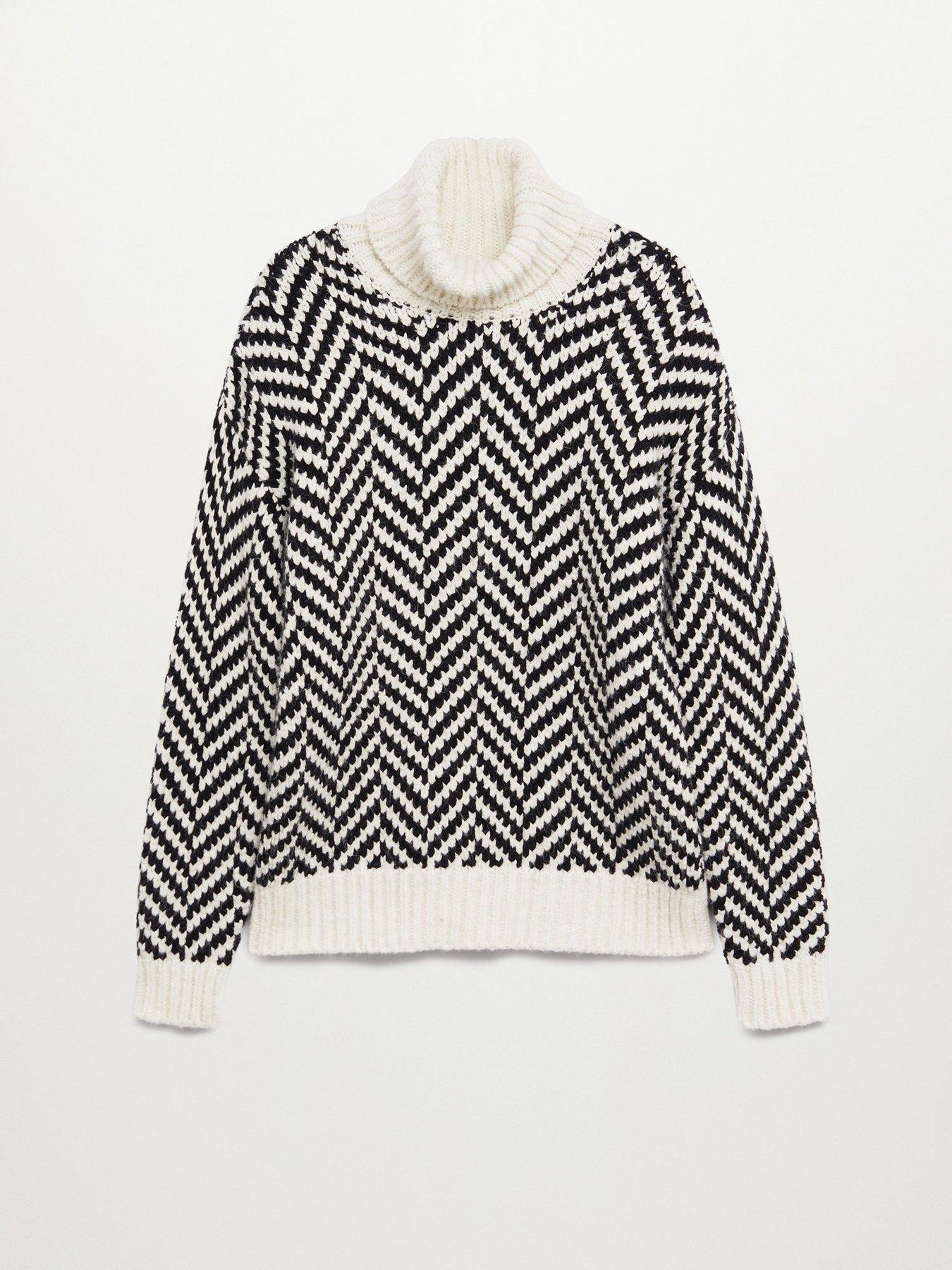 black and white roll neck jumper