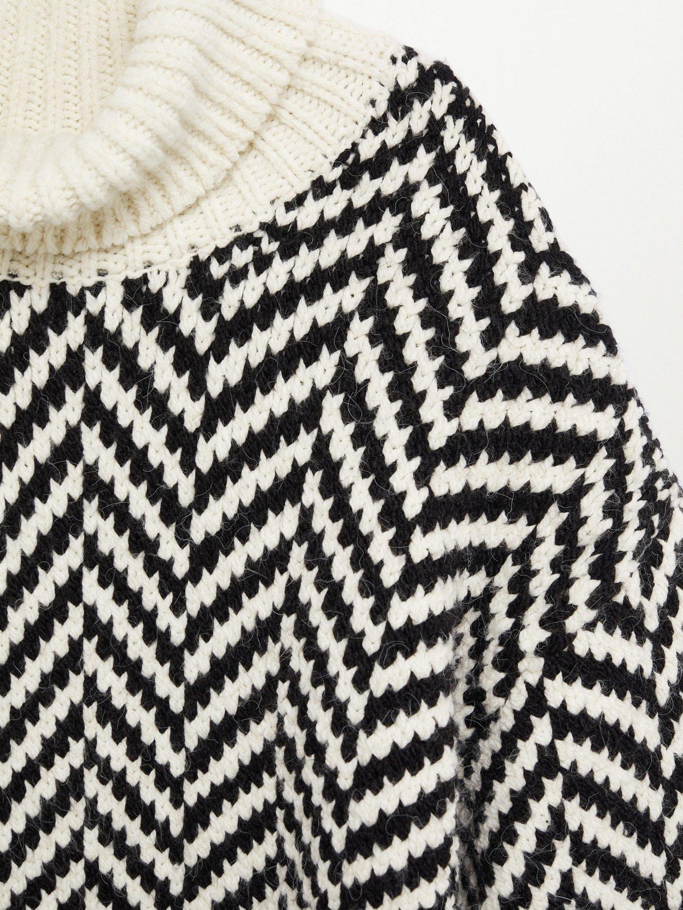 black and white roll neck jumper
