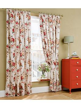 Product photograph of Cath Kidston Garden Rose Pleated Lined Curtains from very.co.uk