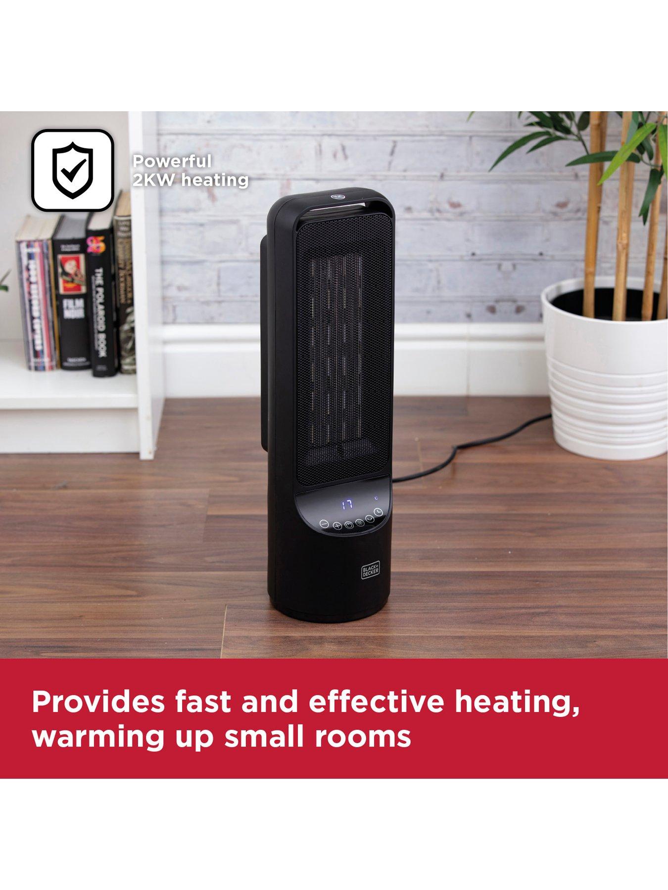 Image 3 of 6 of Black & Decker Digital Oscillating Ceramic Tower Heater, Remote Control and 12 hour timer, 2kW, Black, BXSH44007GB