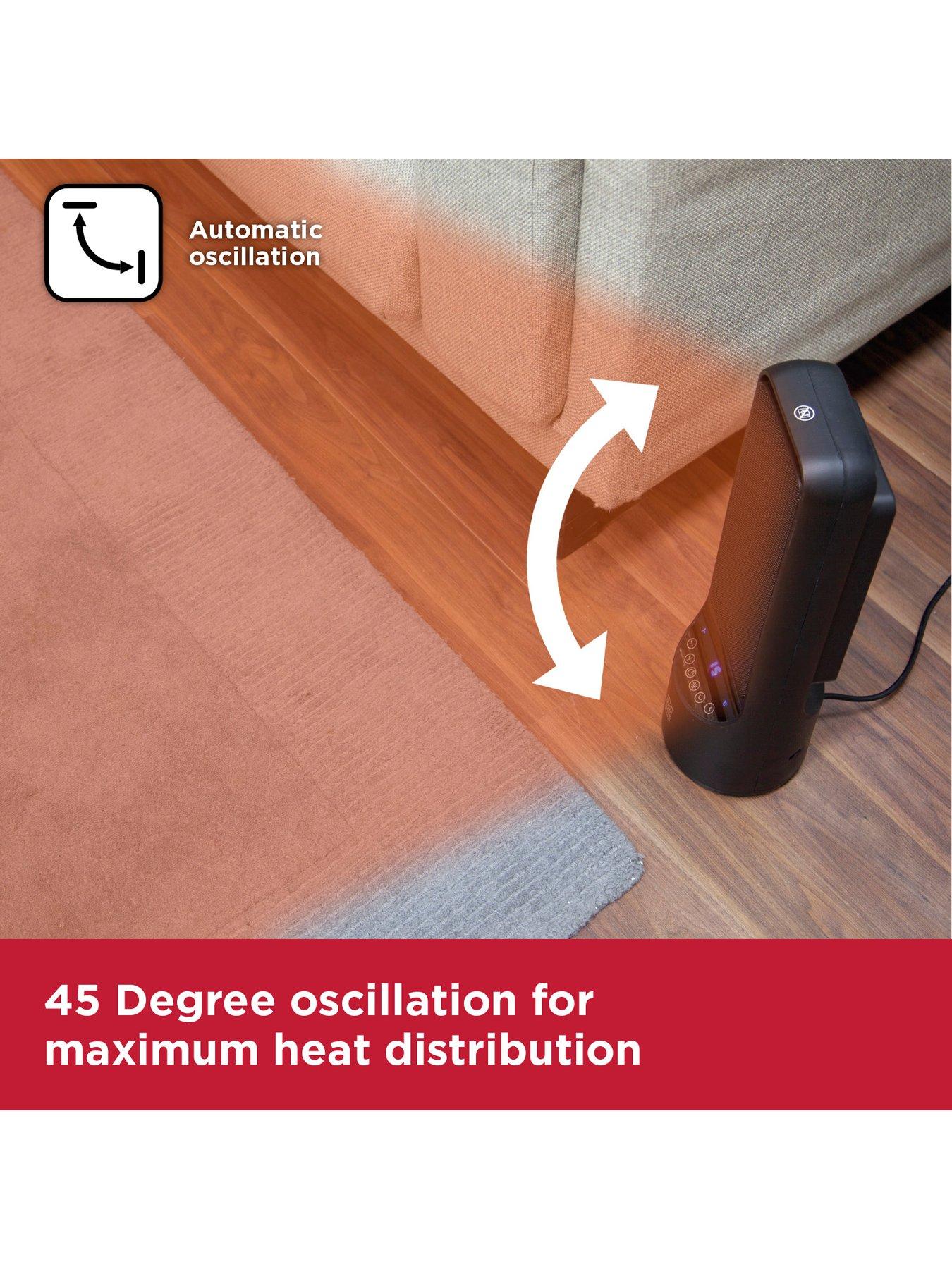 Image 6 of 6 of Black & Decker Digital Oscillating Ceramic Tower Heater, Remote Control and 12 hour timer, 2kW, Black, BXSH44007GB