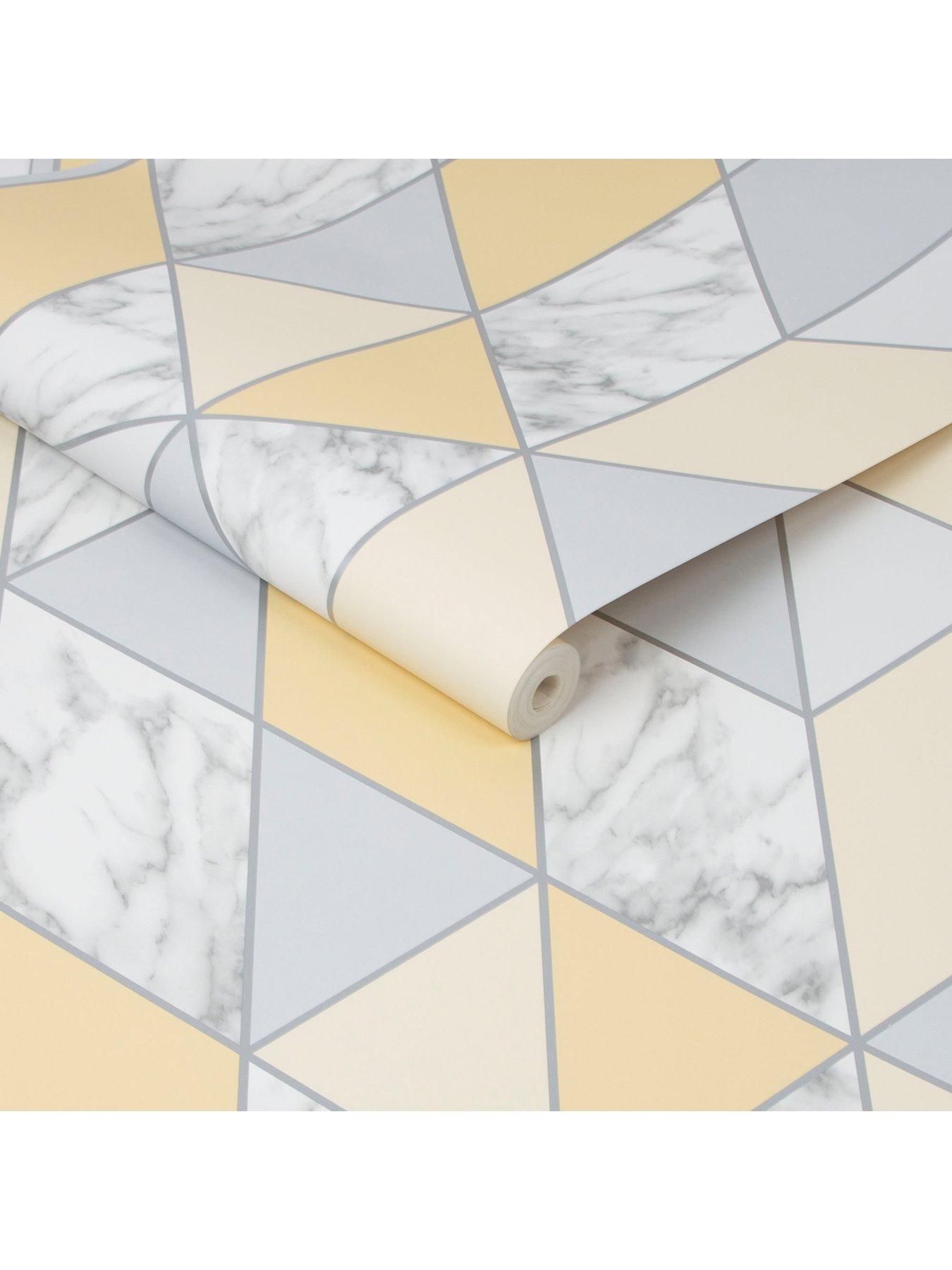 Sublime Yellow Marble Geometric Wallpaper| 
