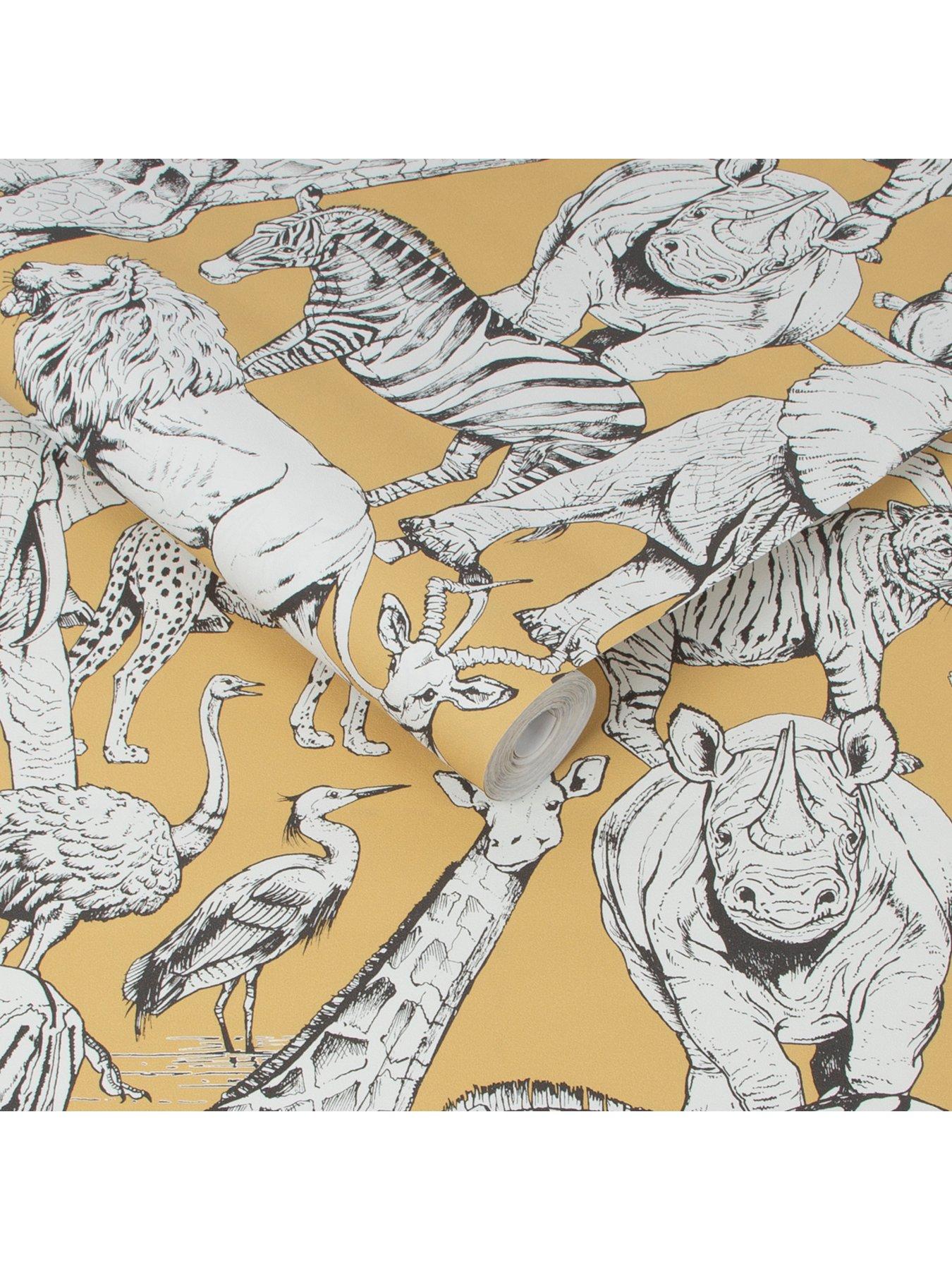 Superfresco Easy Jaune Jungle Animals Wallpaper| 
