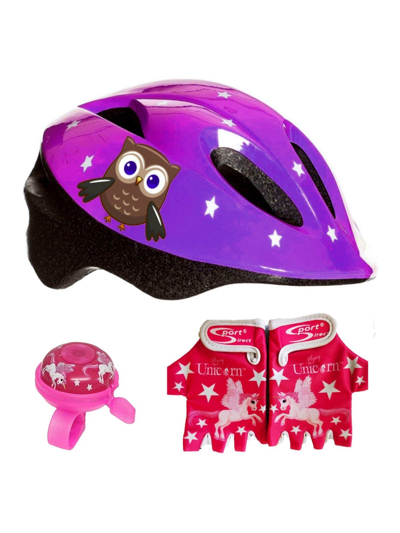Fun Girls Lilac Pink Helmet 52 55cm Gloves and Bell Set