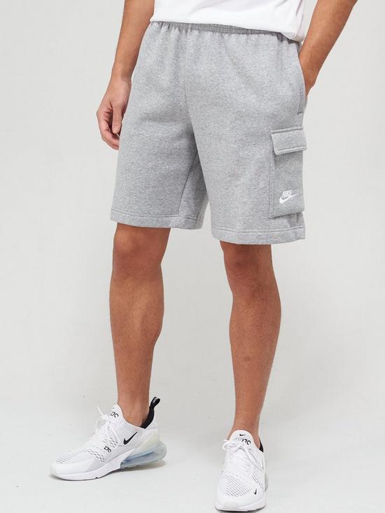 front image of nike-club-cargo-shorts-dark-grey