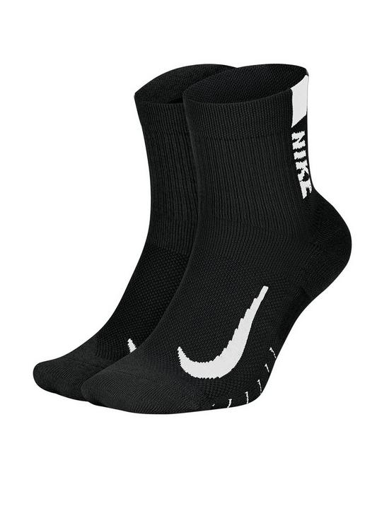 front image of nike-multiplier-running-socks-black