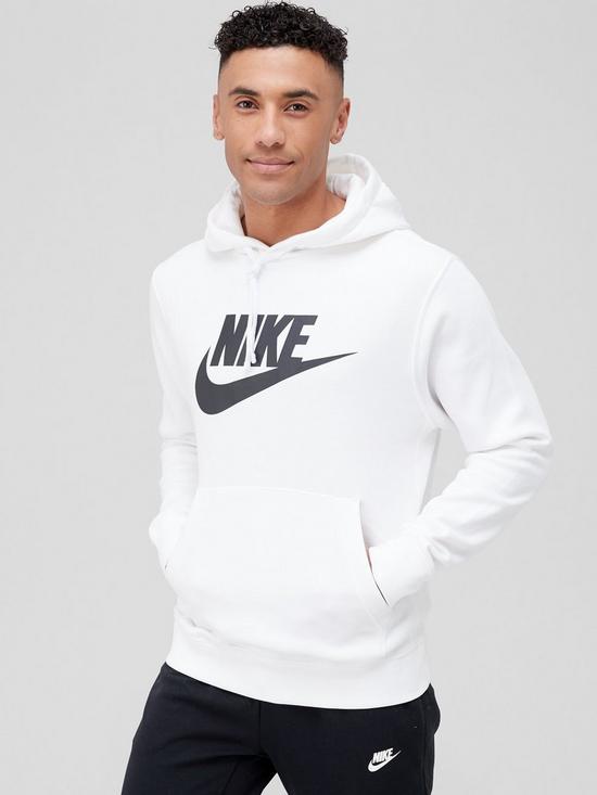 front image of nike-club-overhead-hoodie-white