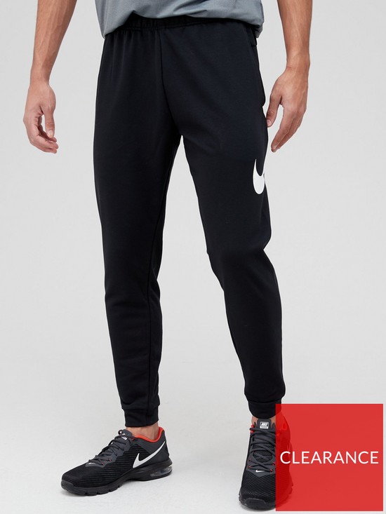 front image of nike-training-dry-fleece-taper-pants-black