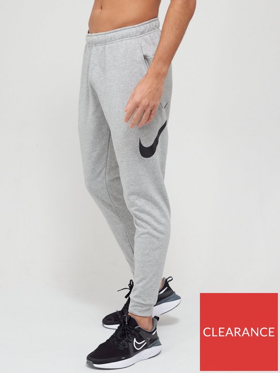 front image of nike-training-dry-fleece-taper-pants-dark-grey