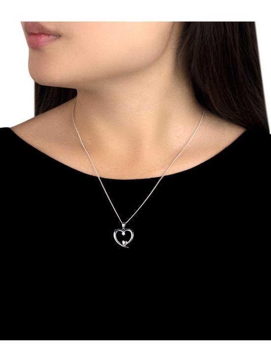 stillFront image of the-love-silver-collection-sterling-silver-and-rose-gold-plated-cubic-zirconia-hearts-necklace