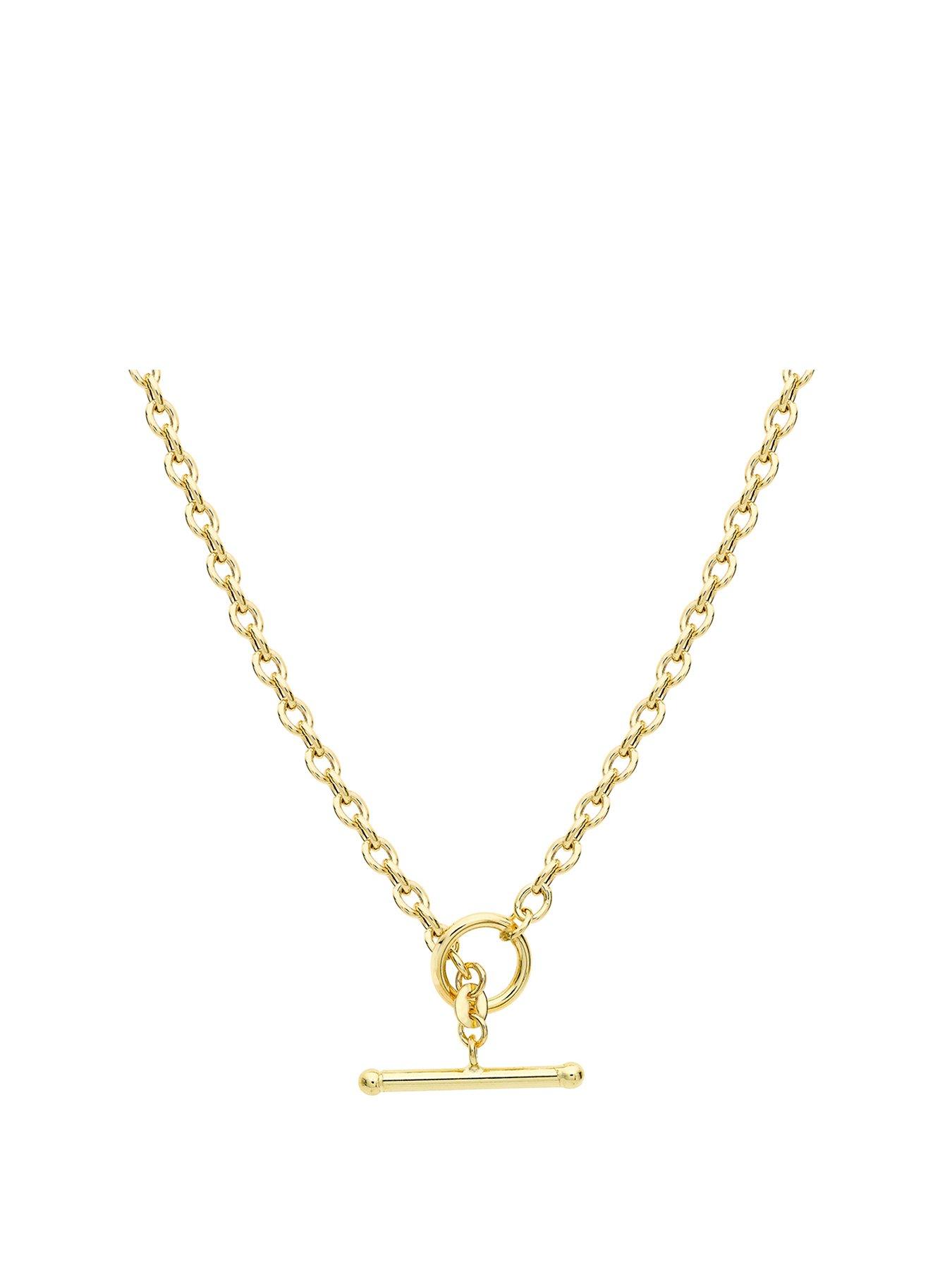 Product photograph of Love Gold 9ct Yellow Gold T-bar Oval Belcher Chain Necklace from very.co.uk