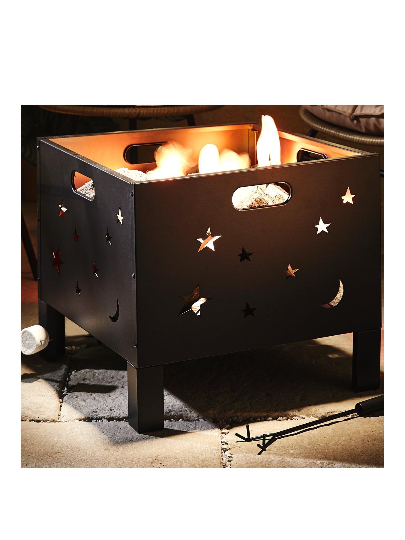 Product photograph of Square Moon Amp Stars Fire Basket from very.co.uk