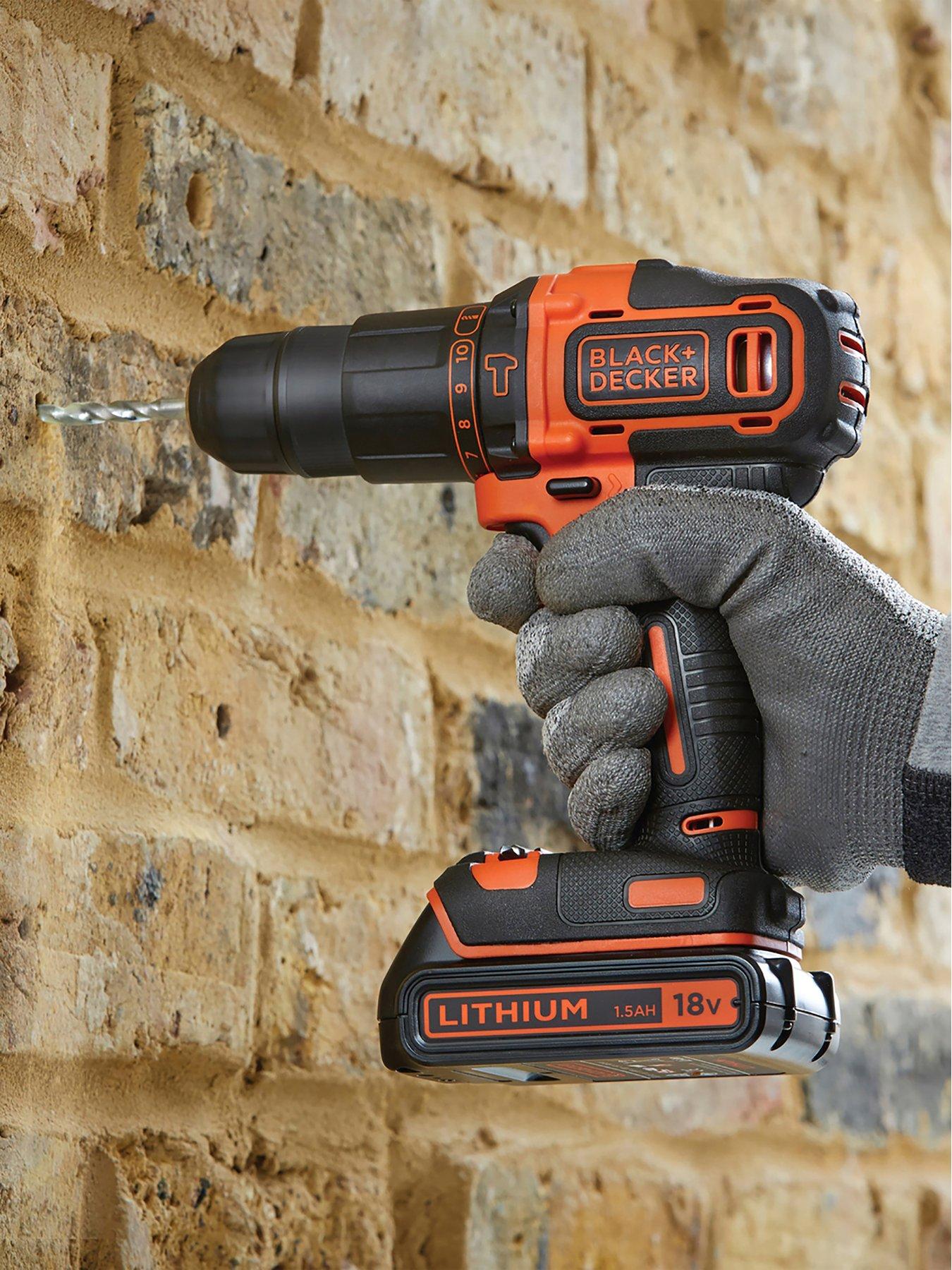 Black Decker 18v Hammer Drill with Toolbox and Accessories BCD700K104A GB very
