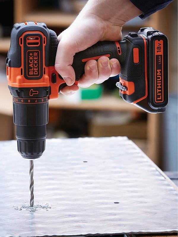 Black  Decker 18v Hammer Drill with Toolbox and Accessories BCD700K104A-GB 
