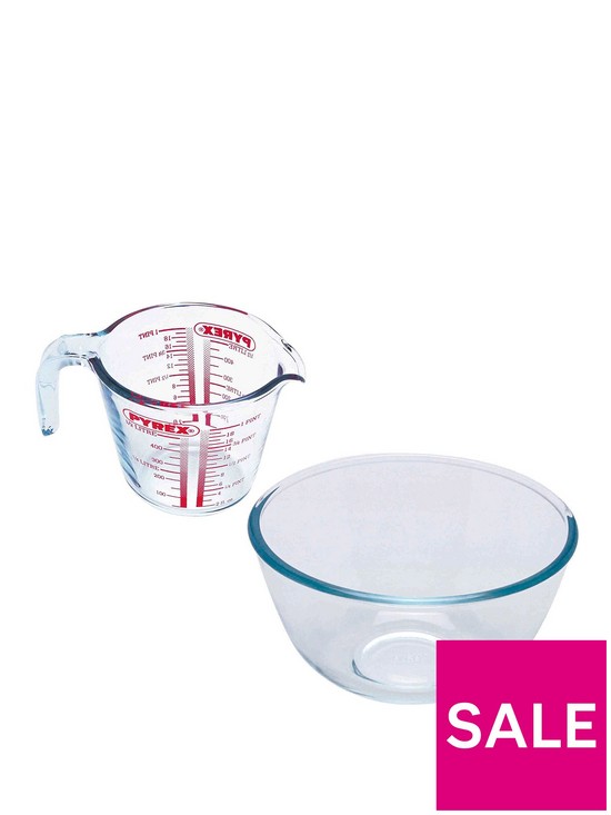 front image of pyrex-measuring-jug-and-bowl-set
