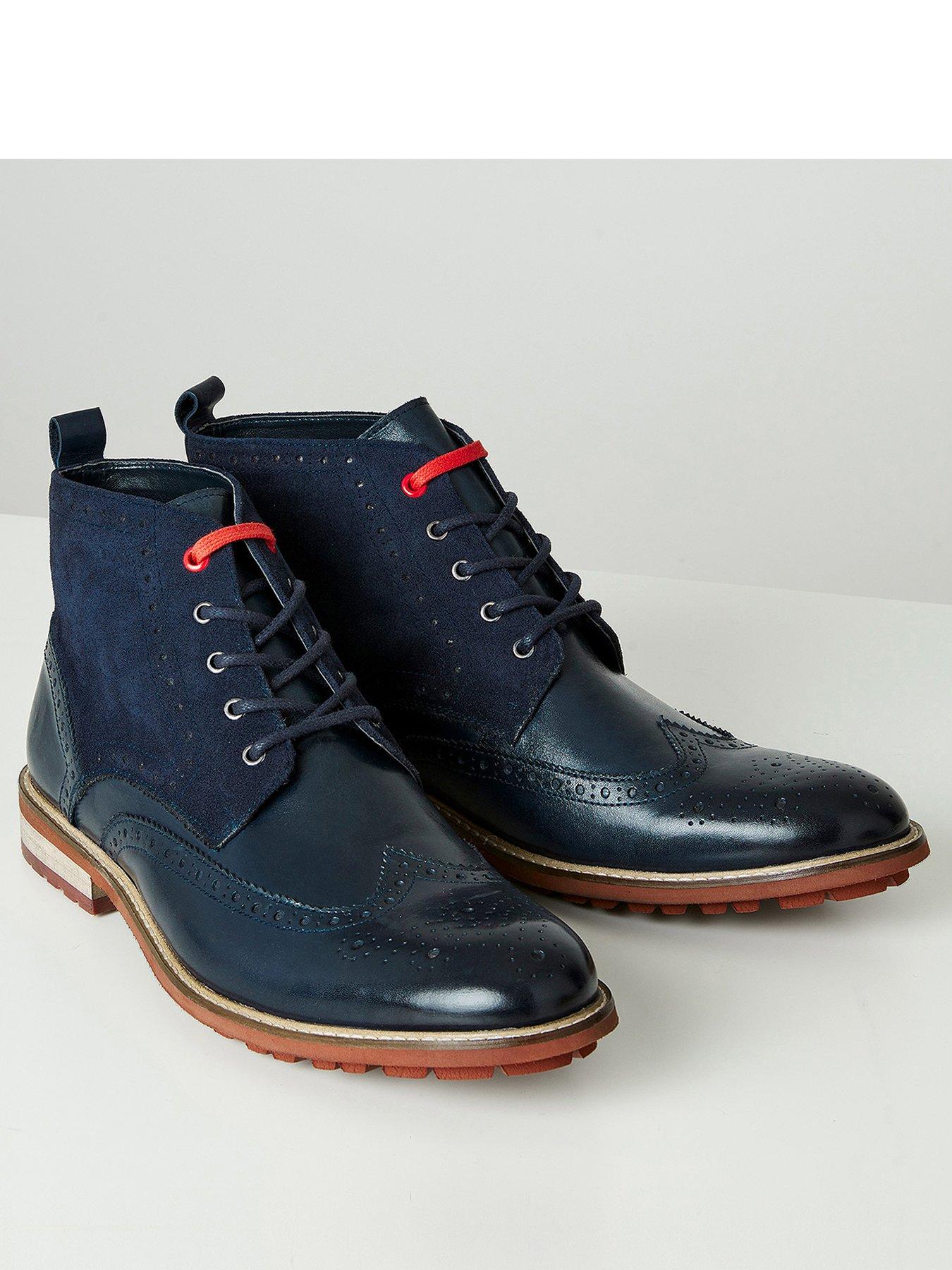 mens blue brogue boots