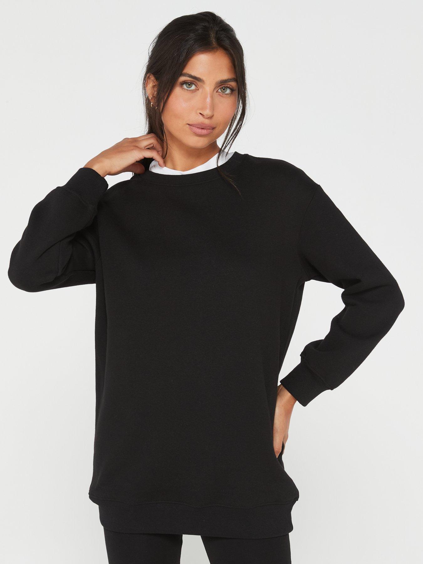 The Essential Longline Crew Neck Sweat - Black