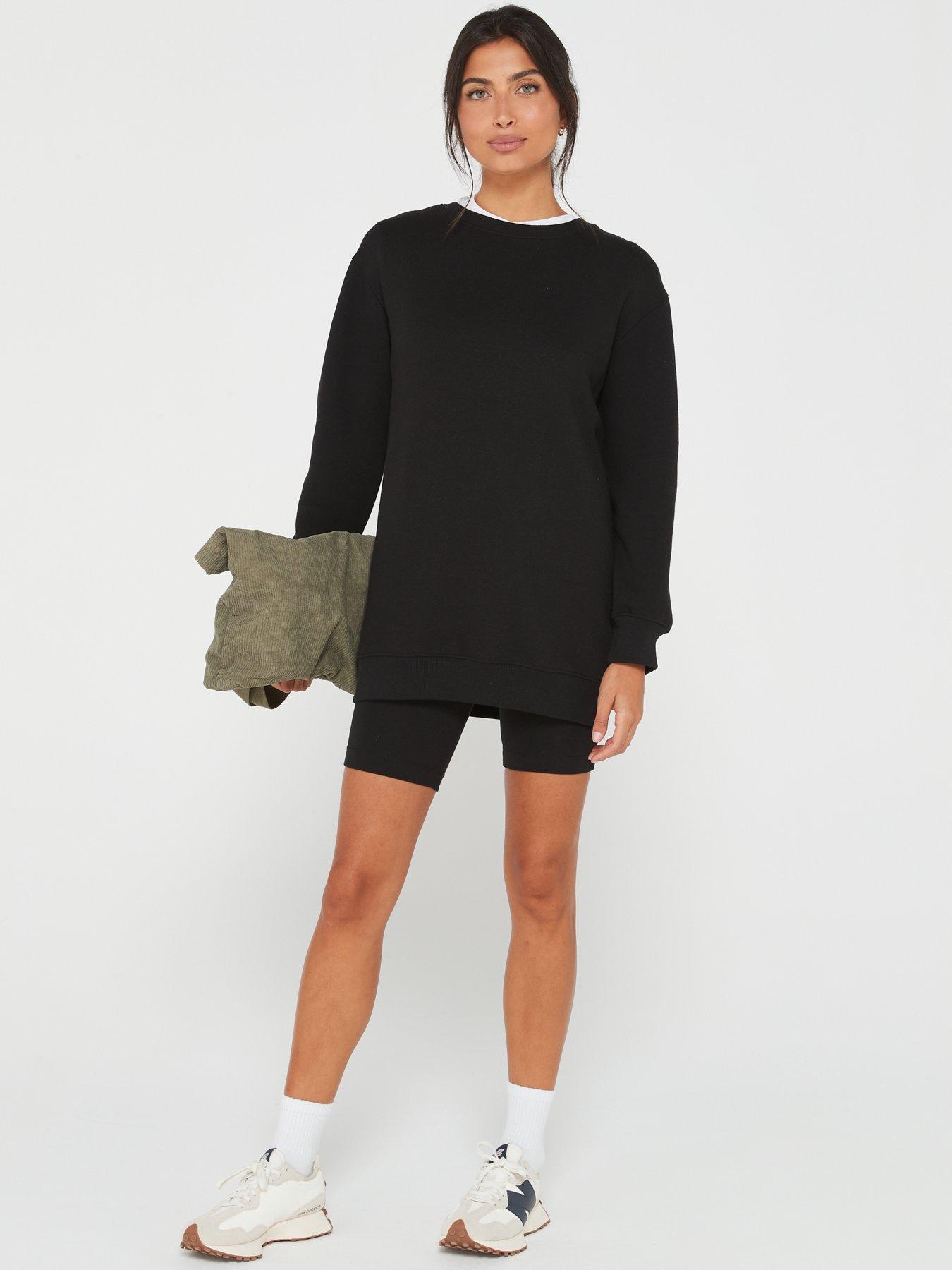 The Essential Longline Crew Neck Sweat - Black