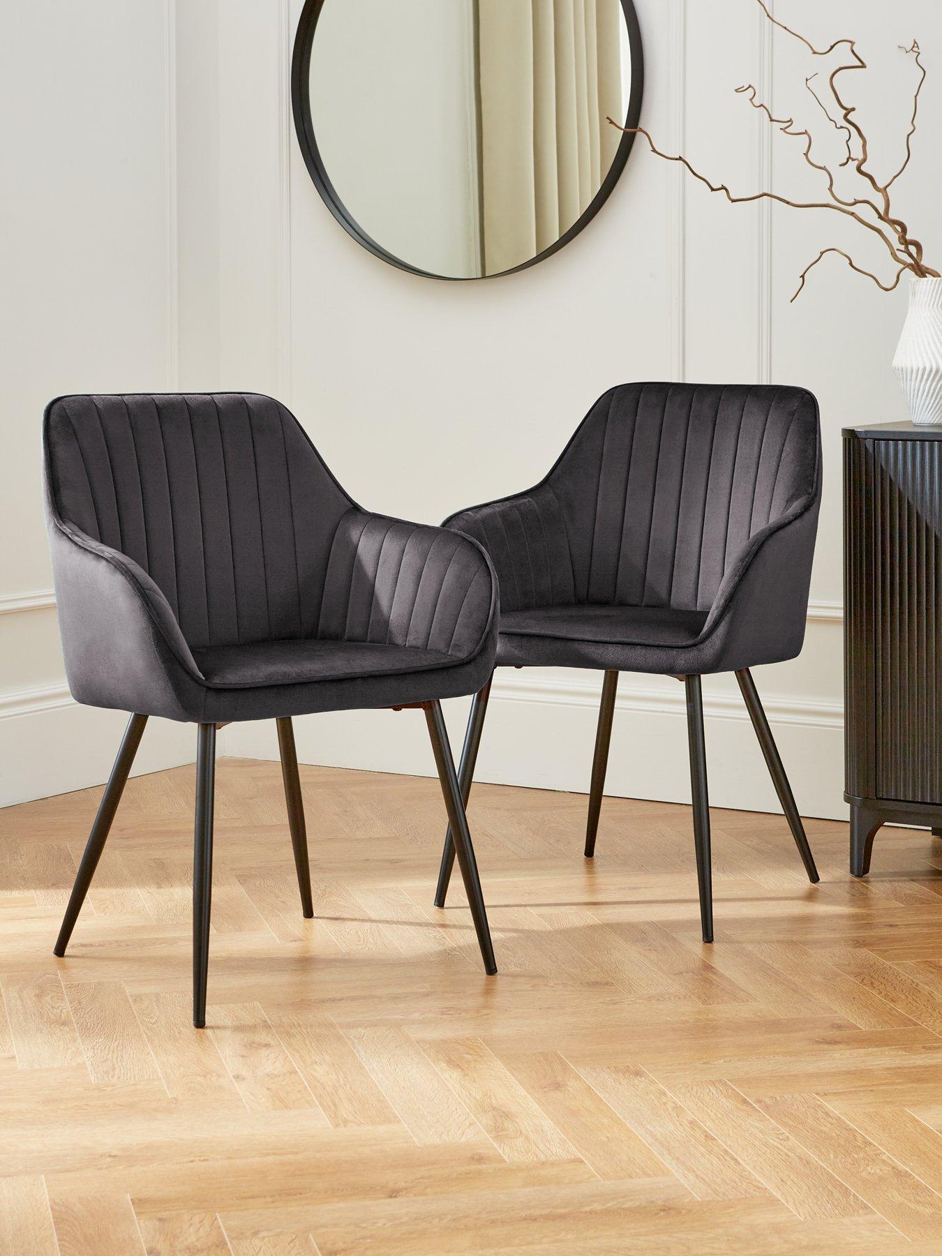 undefined Pair of Alisha Dining Chairs - Charcoal/Black
