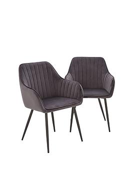 Very Home Pair Of Alisha Dining Chairs - Charcoal/Black