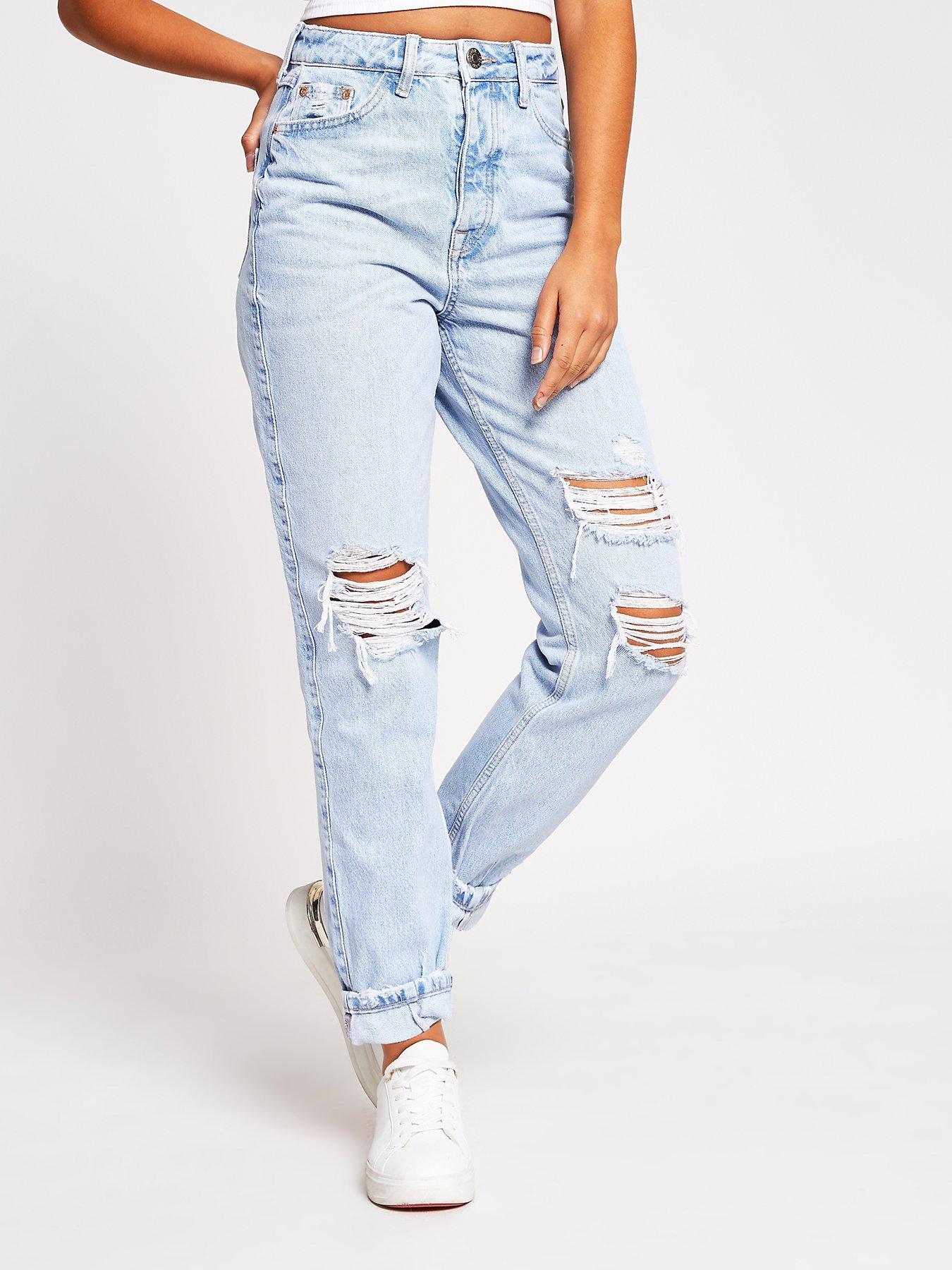 high waisted ripped mom jeans uk