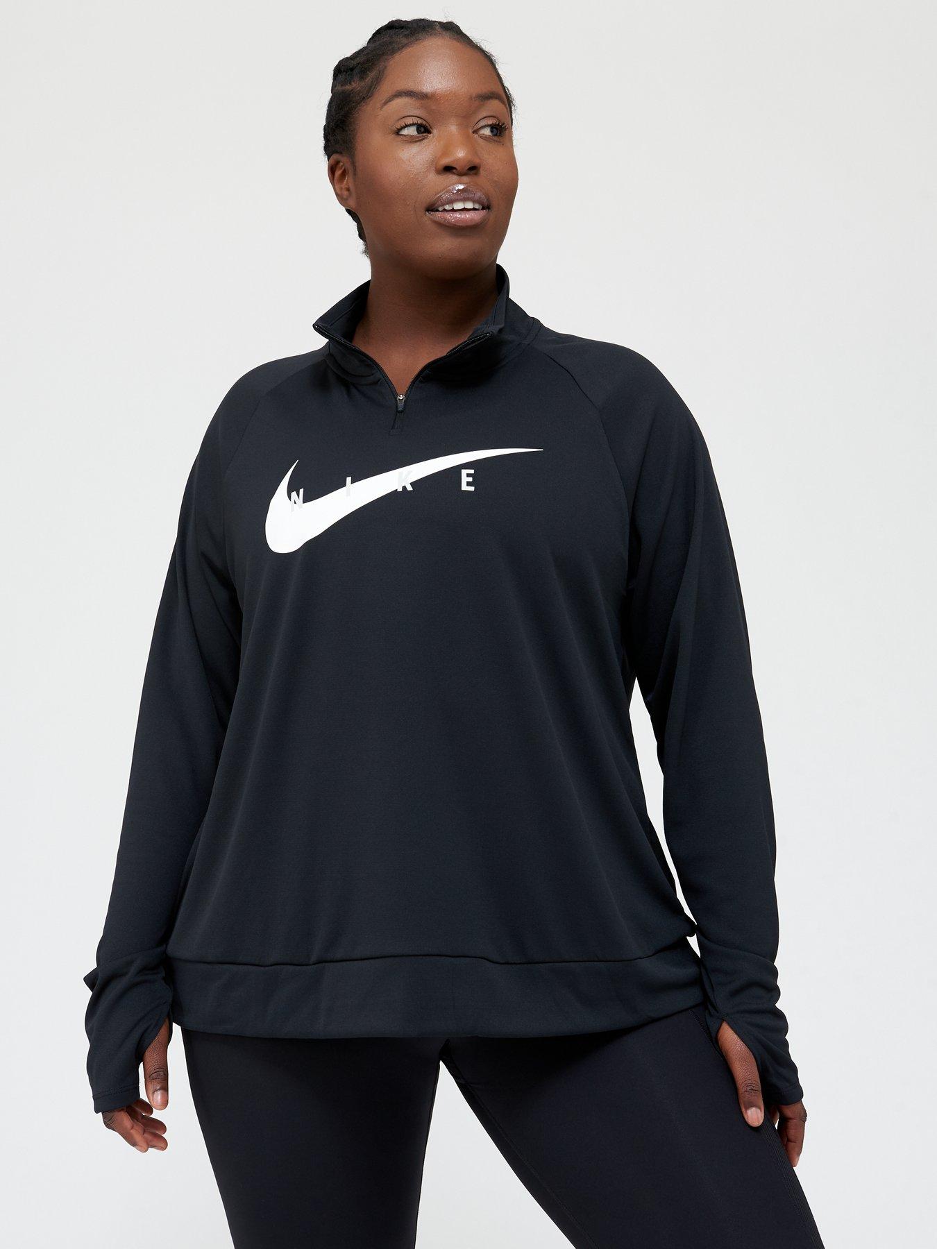 nike running half zip mid layer in black