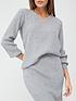 image of v-by-very-v-neck-relaxed-fit-rib-co-ord-jumper-grey