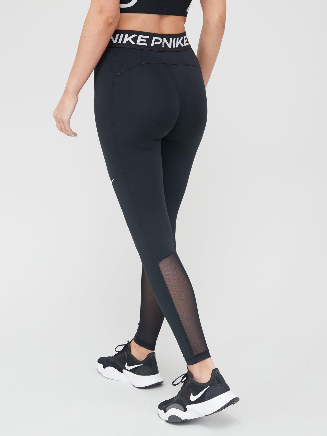 Nike all sport leggings with outlet mesh panel in black