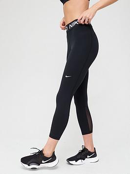 Nike Women's Pro Training 365 Crop Legging - Black/White