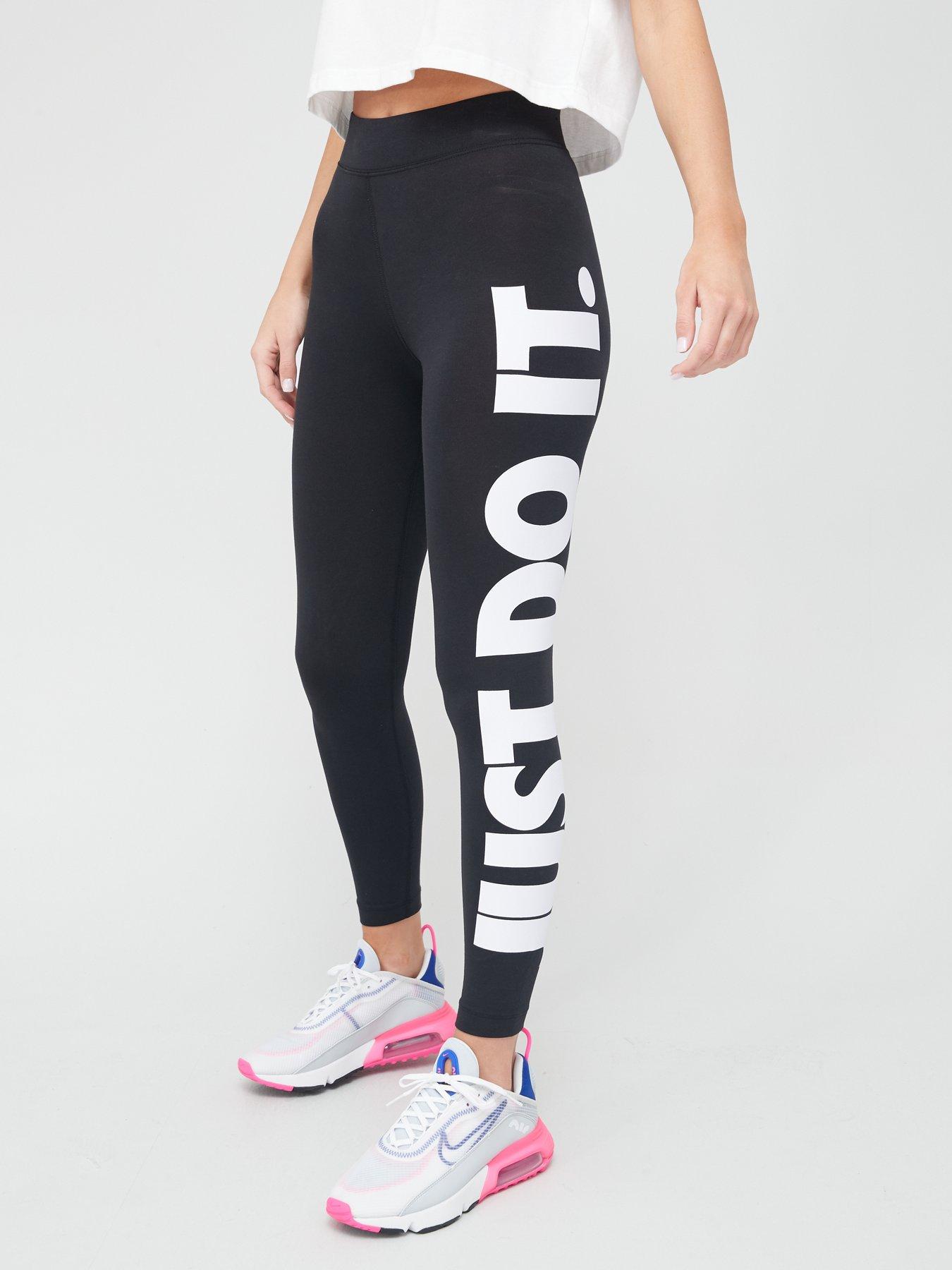 Gray women's leggings with Just Do It print