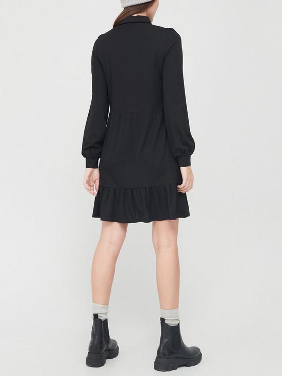 stillFront image of v-by-very-long-sleevenbspshirt-mini-dress-black